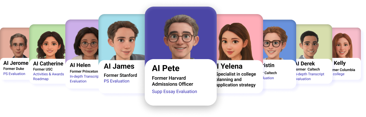 AI analysis based on the largest database of admitted students’
            essays.